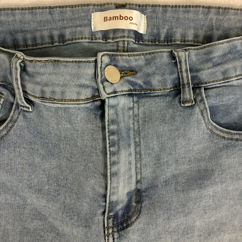 Bamboo Jeans Womens Size 13 Wide Leg Embroidered Skull Flames Hardy Festival